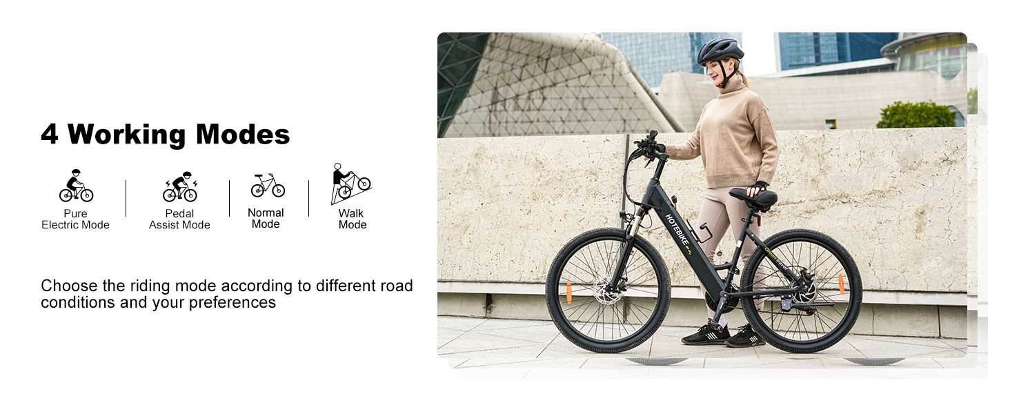 HOTEBIKE 36V 350W 26 Bici Elettrica da Città – Batteria Nascosta, Cambio Shimano, Autonomia 80 km 5 HOTEBIKE 36V 350W 26 Bici Elettrica da Città – Batteria Nascosta, Cambio Shimano, Autonomia 80 km - Bici elettrica da città - 5